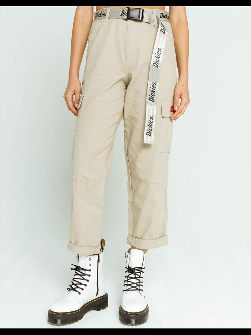 DICKIES Belted Utility Khaki Cargo Pants Tan Neutral NWT Juniors 11 / 30